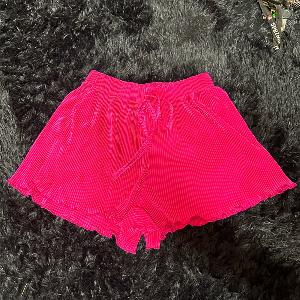 hot pink satin comfy shorts